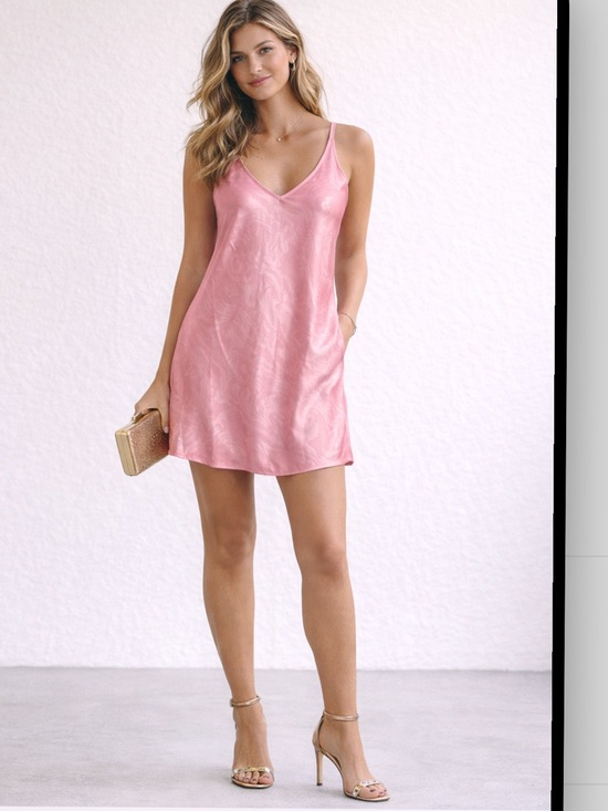 Fernando Sanchez Pink Satin Slip Dress Cami Womens Lingerie Size M - Picture 15 of 15